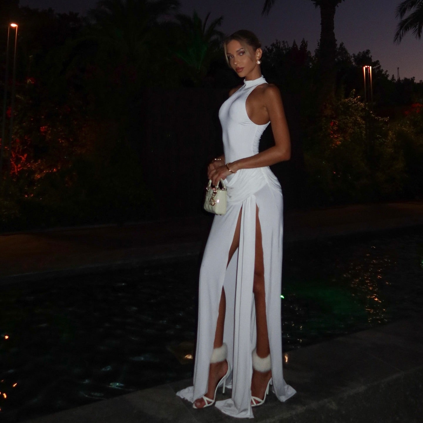 Dress Code High Slit Maxi Dress in White - Modern Elegance White / M Dress Code High Slit Maxi Dress in White - Modern Elegance White / M