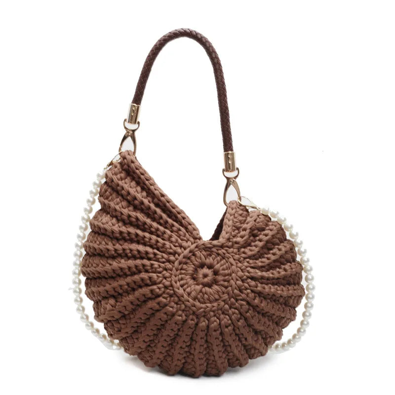 Eclipta Shell Knitted Bag - Brown - Mermaid Way