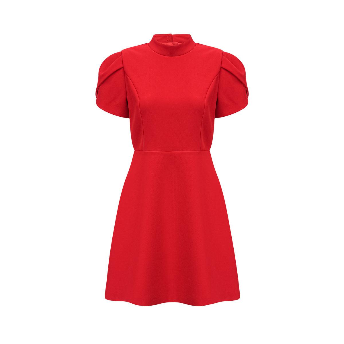 Esaac Back Cutout Bowknot Red Mini Dress M Esaac Back Cutout Bowknot Red Mini Dress M