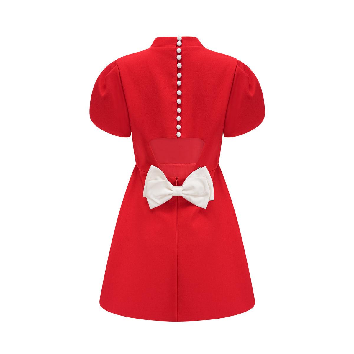 Elegant Occasion Cut Out Bow Mini Dress - Red / S - Mermaid Way