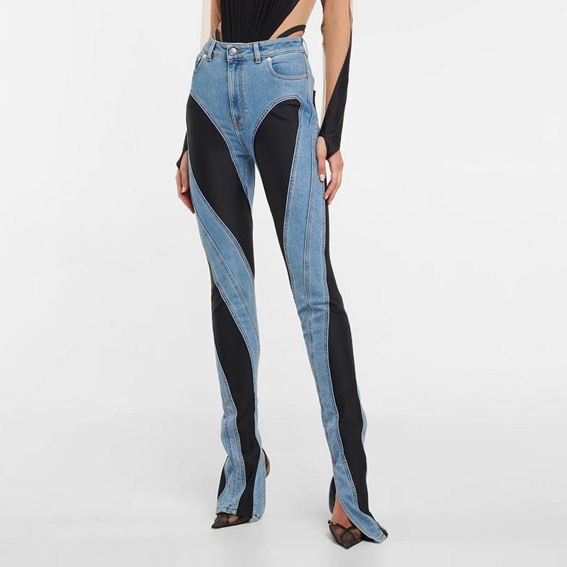 Epic Girl Two-Tone High Waist Jeans - Denim / S - Mermaid Way