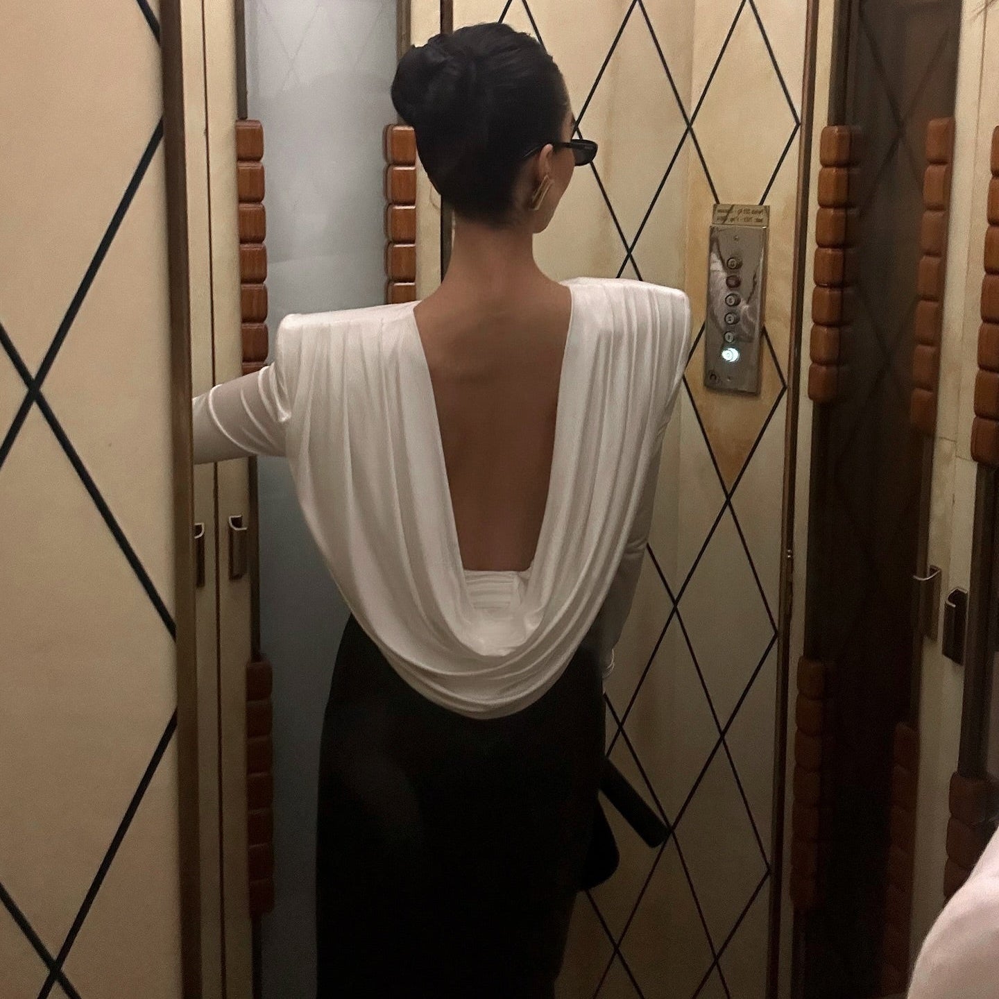 Esme Draped Neck Padded Shoulder Blouse Mermaid Way