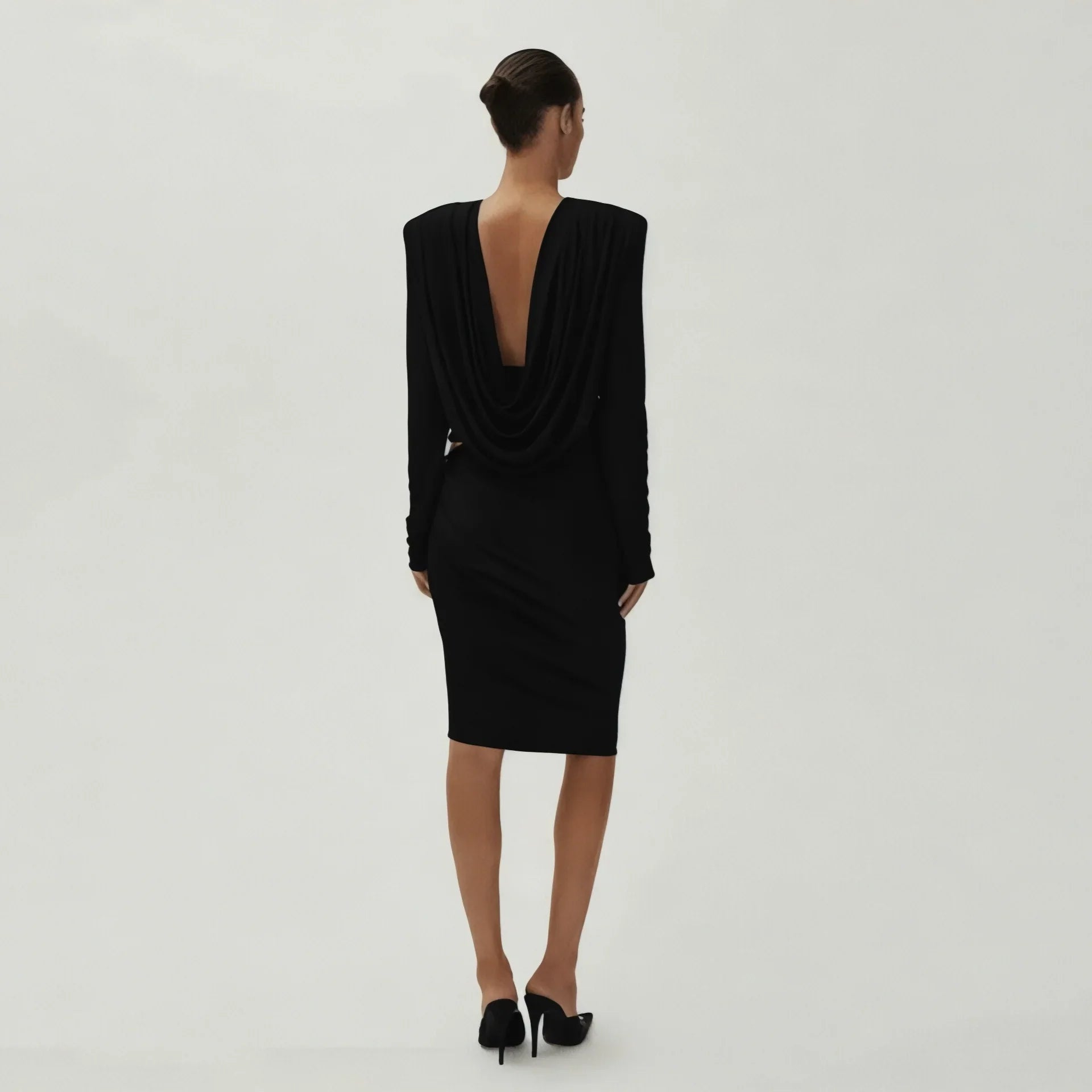 Esme Draped Neck Padded Shoulder Blouse Mermaid Way
