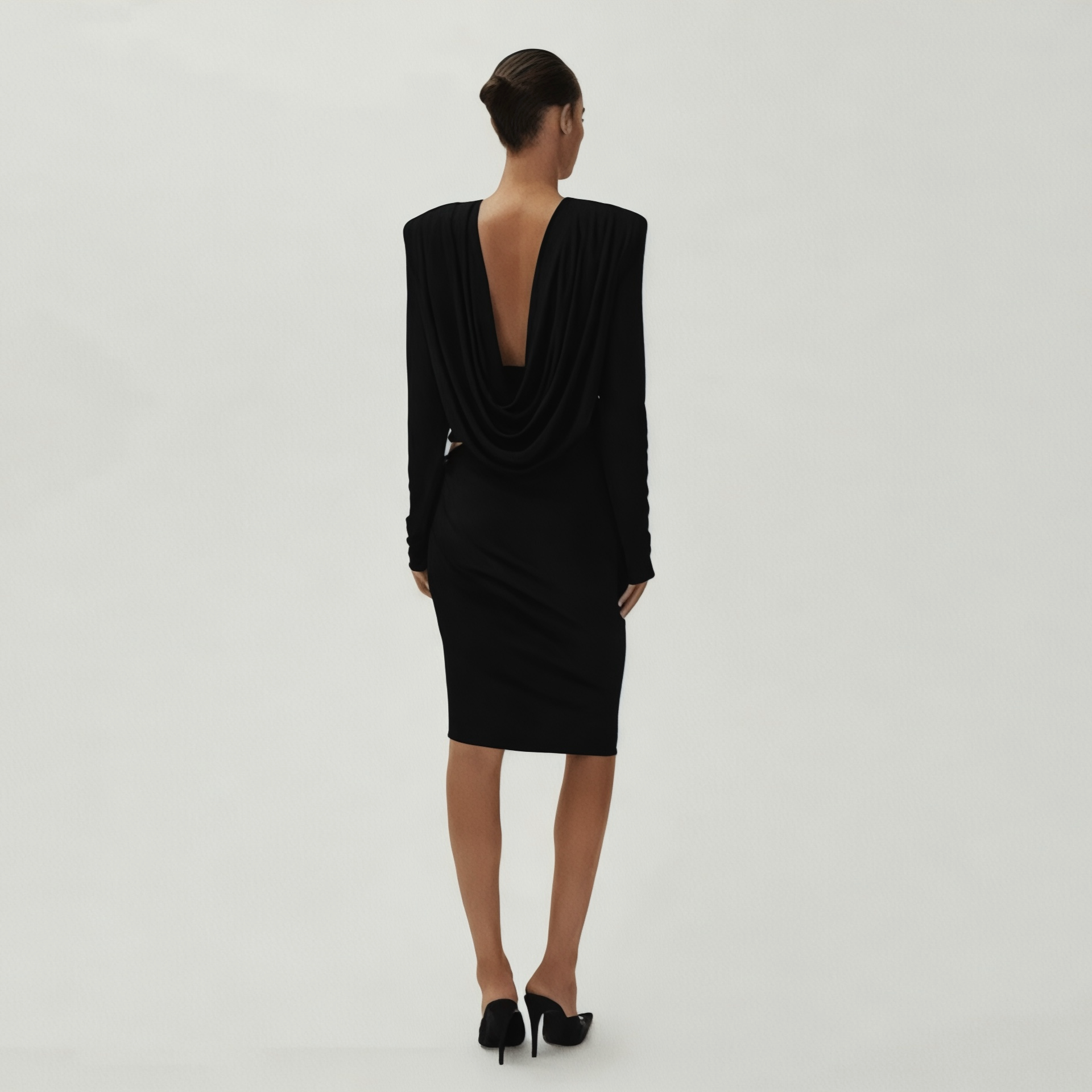 Esme Draped Neck Padded Shoulder Blouse Mermaid Way