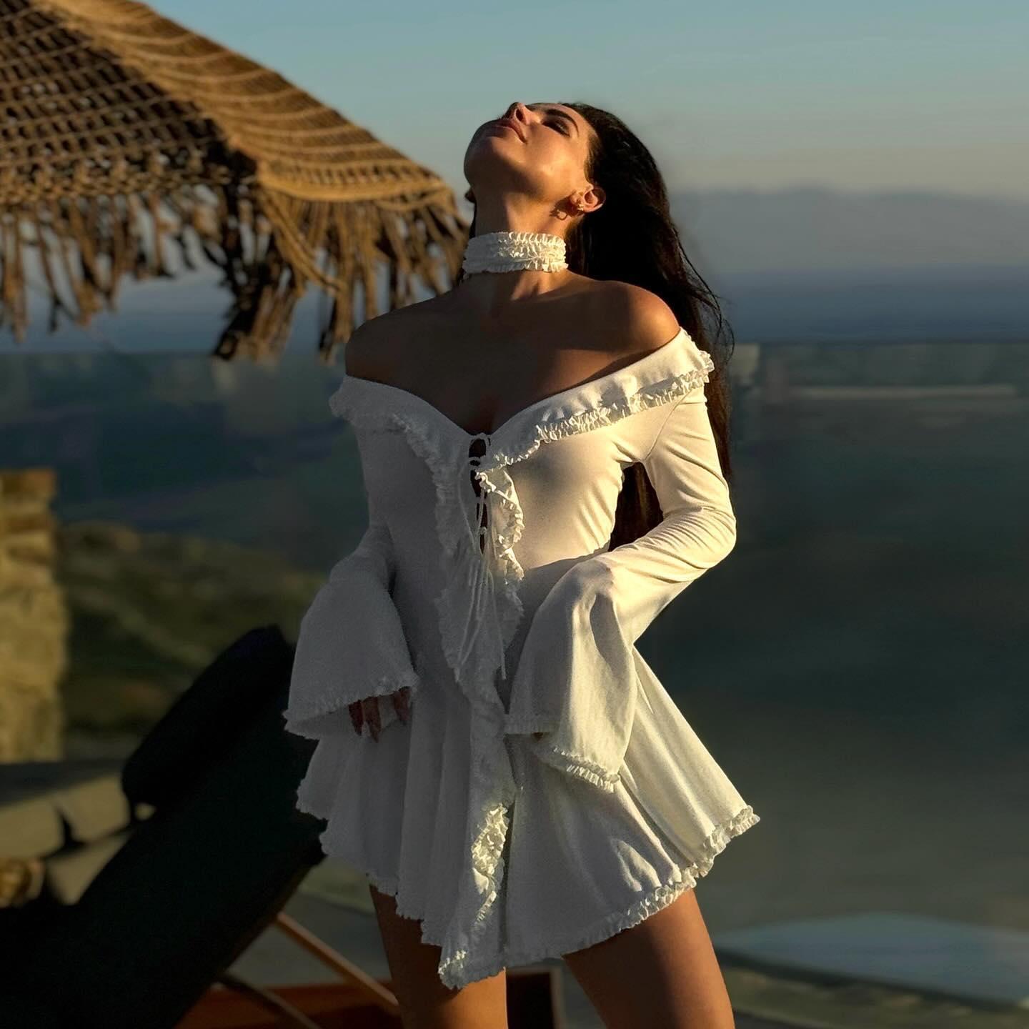 Falling For You Ruffle Off Shoulder Mini Dress Mermaid Way, White / L Falling For You Ruffle Off Shoulder Mini Dress Mermaid Way, White / L