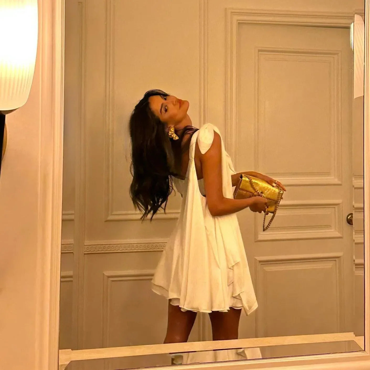 One Shoulder Swing Mini Dress in White - Elegant Silhouette One Shoulder Swing Mini Dress in White - Elegant Silhouette