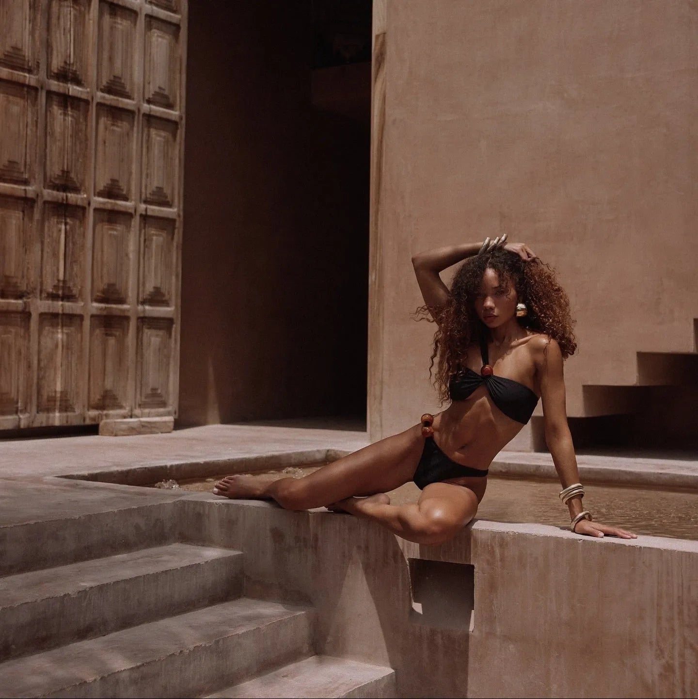 Black bikini with knot detail, chic swimwear style