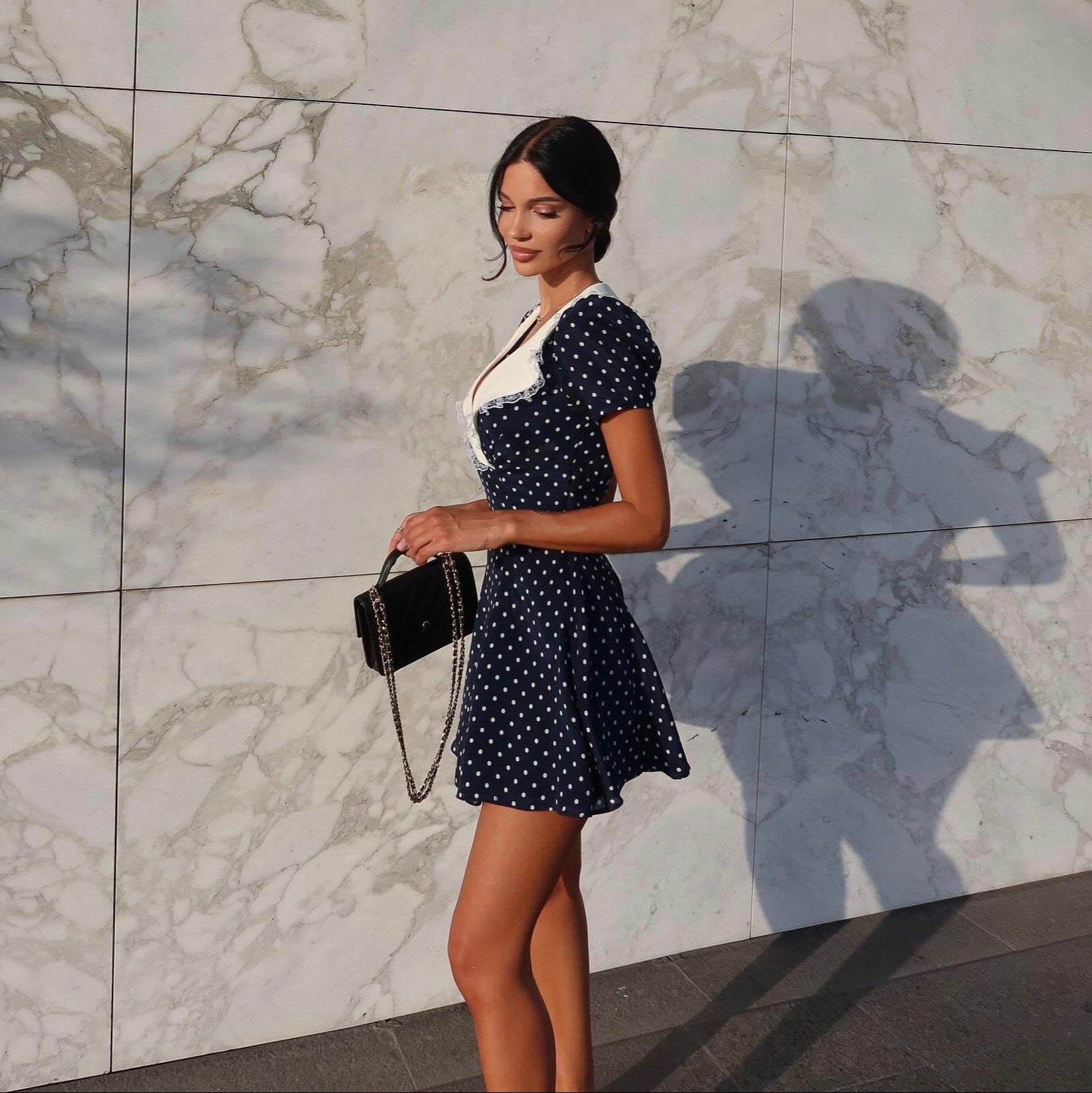 Fiorella Polka Dot Vintage Mini Dress - Blue / S - Mermaid Way