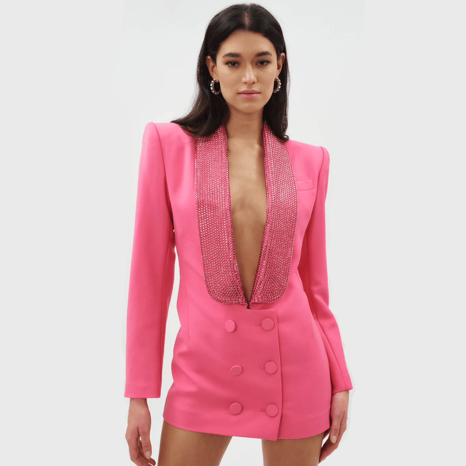 Flamingo Hues Crystal Mini Dress with Cutout Detail Flamingo Hues Crystal Mini Dress with Cutout Detail