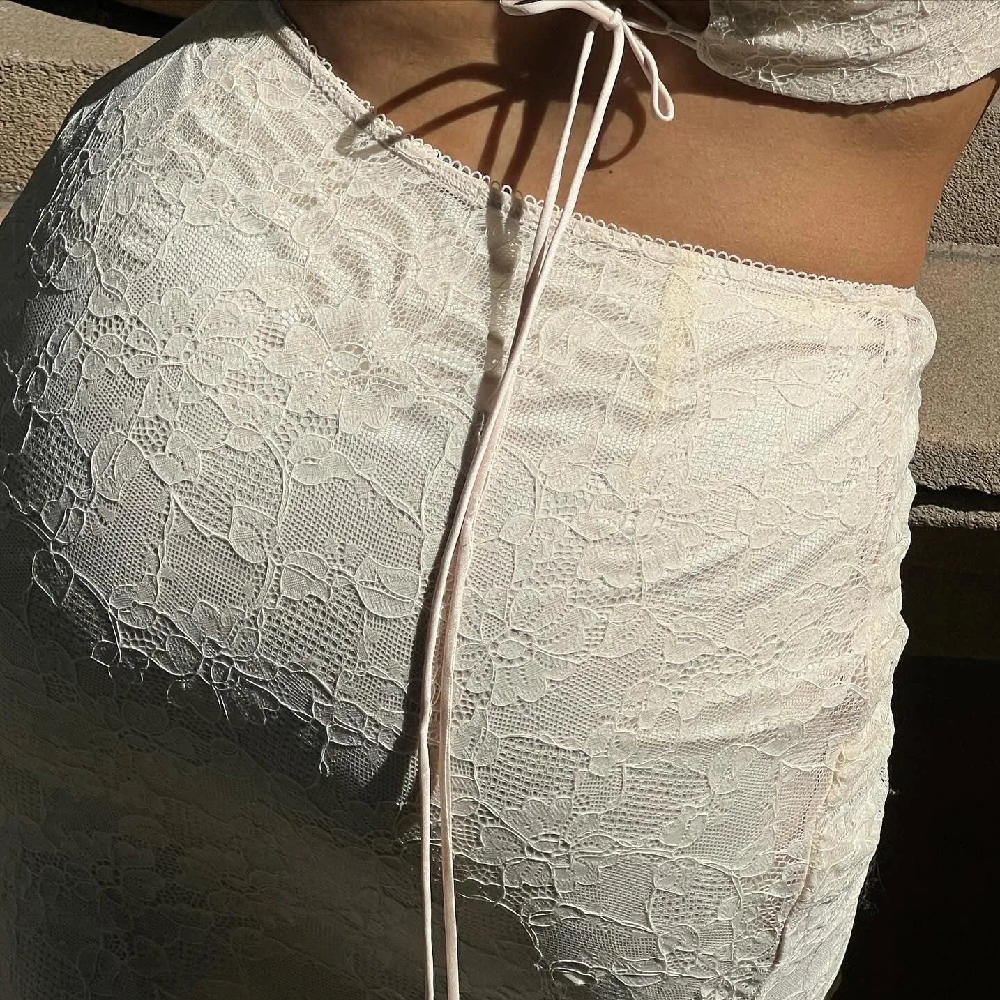Flashback Vintage Lace Two Piece Set - Ivory / S - Mermaid Way