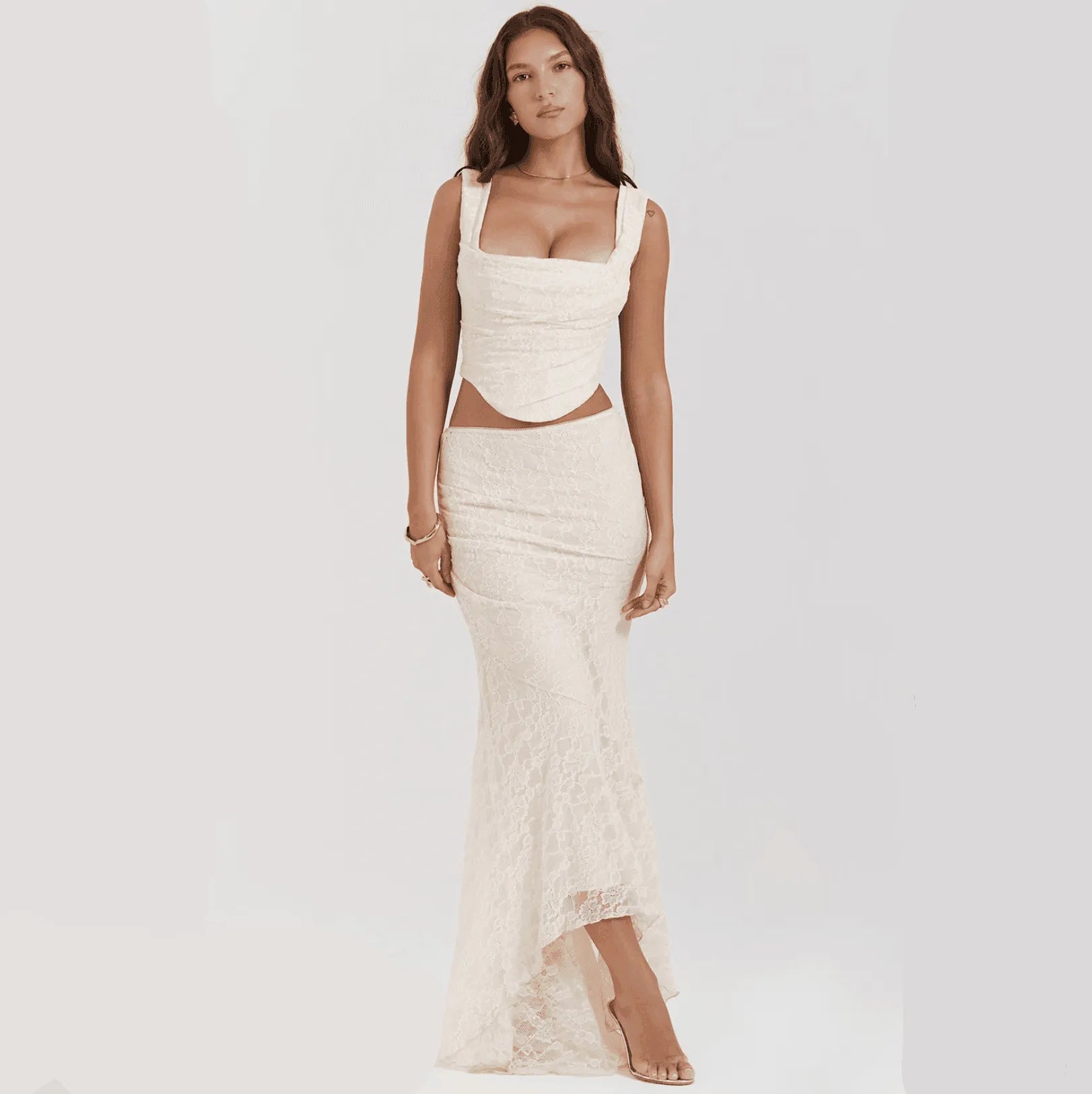 Flashback Vintage Lace Two Piece Set - Ivory / S - Mermaid Way