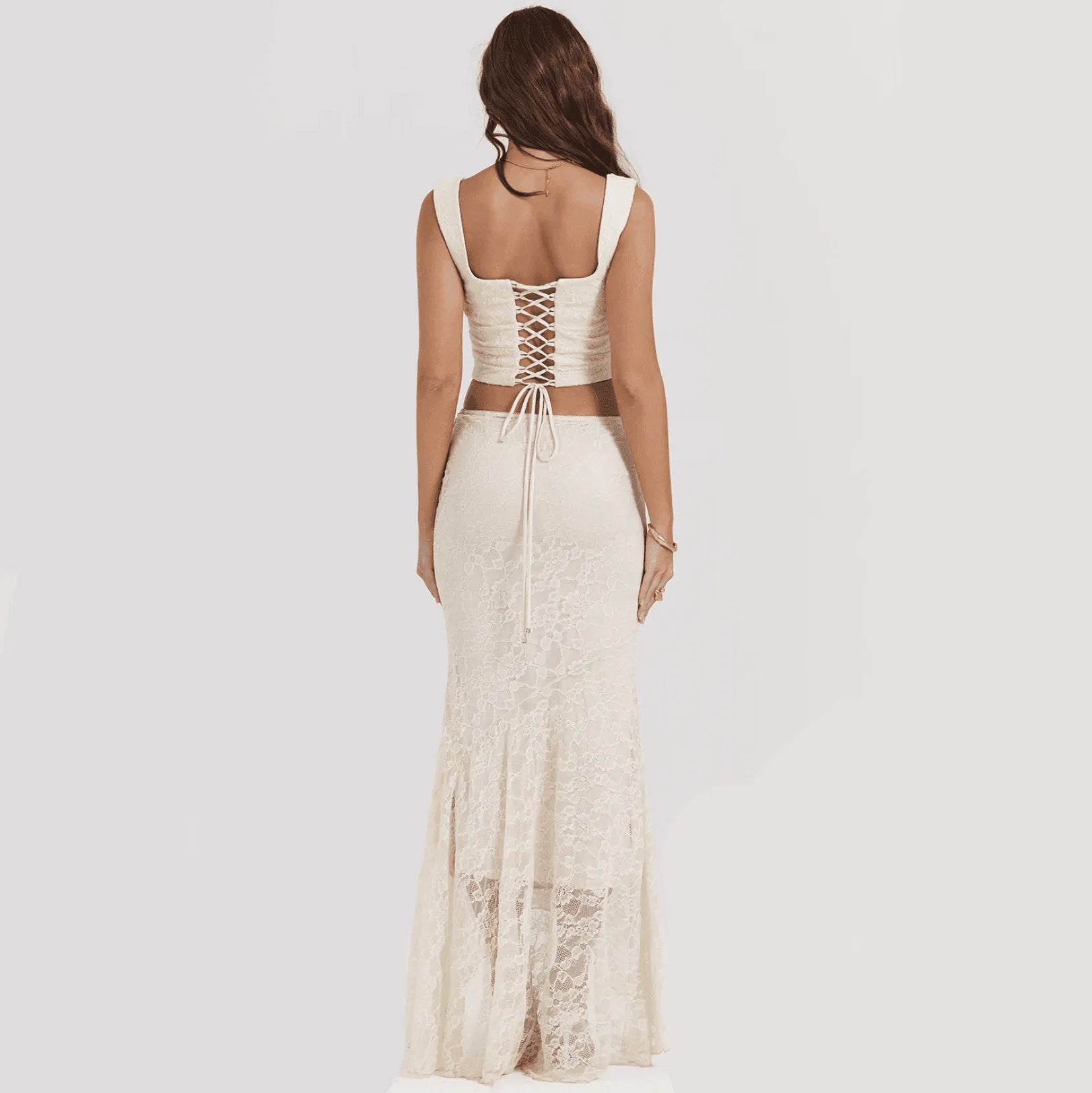 Flashback Vintage Lace Two Piece Set - Ivory / S - Mermaid Way