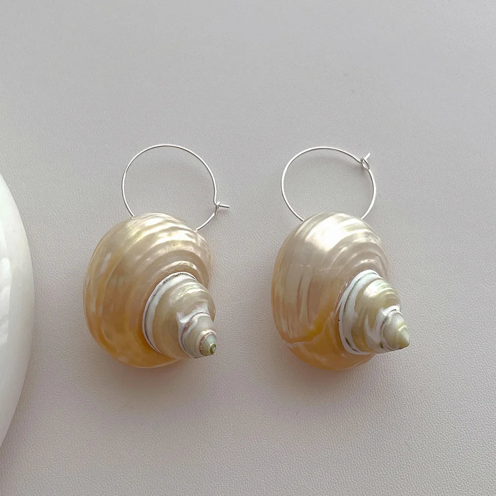 Gilded Shell Spiral Earrings Mermaid Way