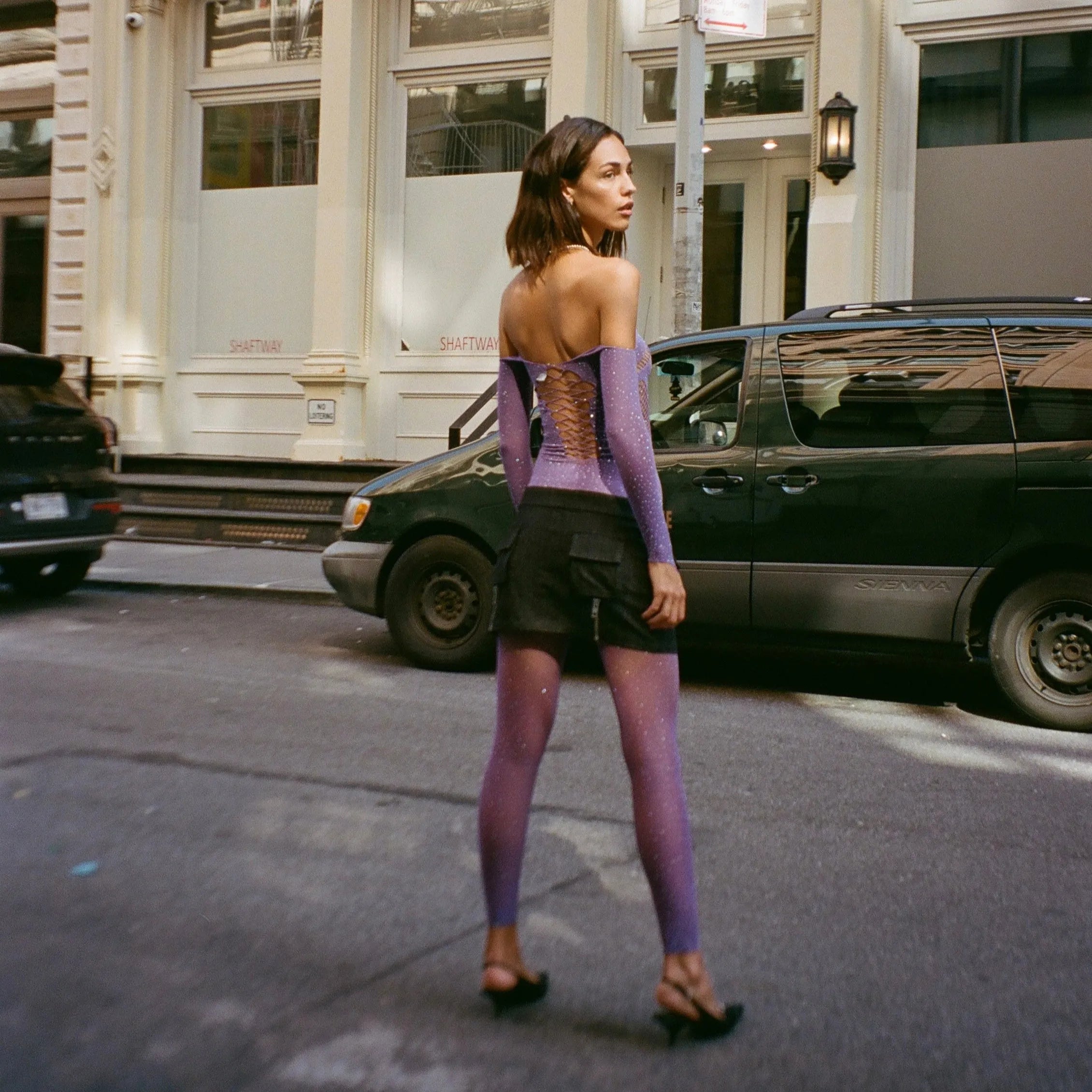 Glitterstarz Rhinestone Embellished Jumpsuit - Purple / S - Mermaid Way