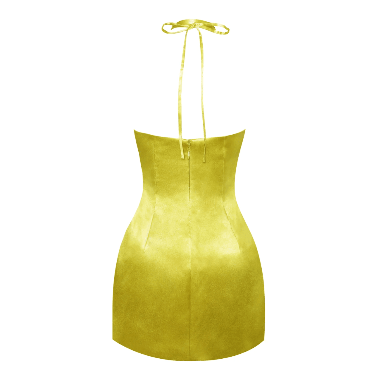 Golden Delight Satin Halter Neck Mini Dress in Gold Golden Delight Satin Halter Neck Mini Dress in Gold