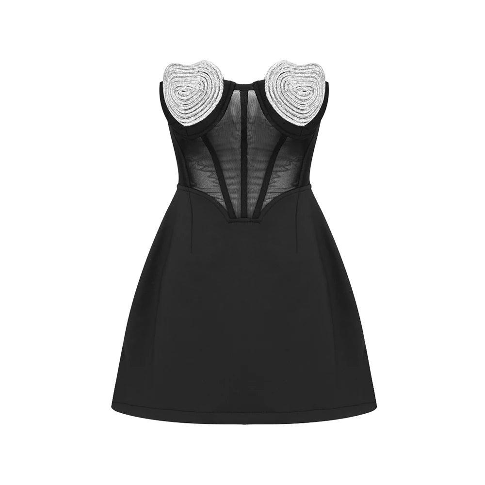 Heartthrob Black Diamond Bustier Mini Dress - Mermaid Way Heartthrob Black Diamond Bustier Mini Dress - Mermaid Way