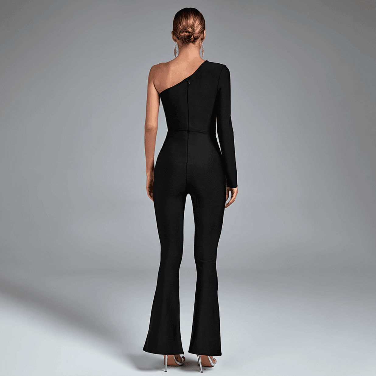 Holy Night One Shoulder Diamond Jumpsuit - Black / XS - Mermaid Way