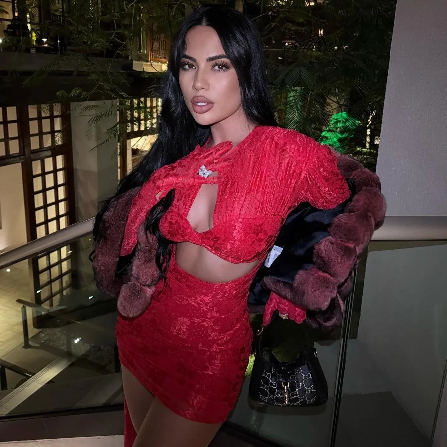 I Am A Poisonous Draped Mini Dress With Gloves - Red / XS - Mermaid Way