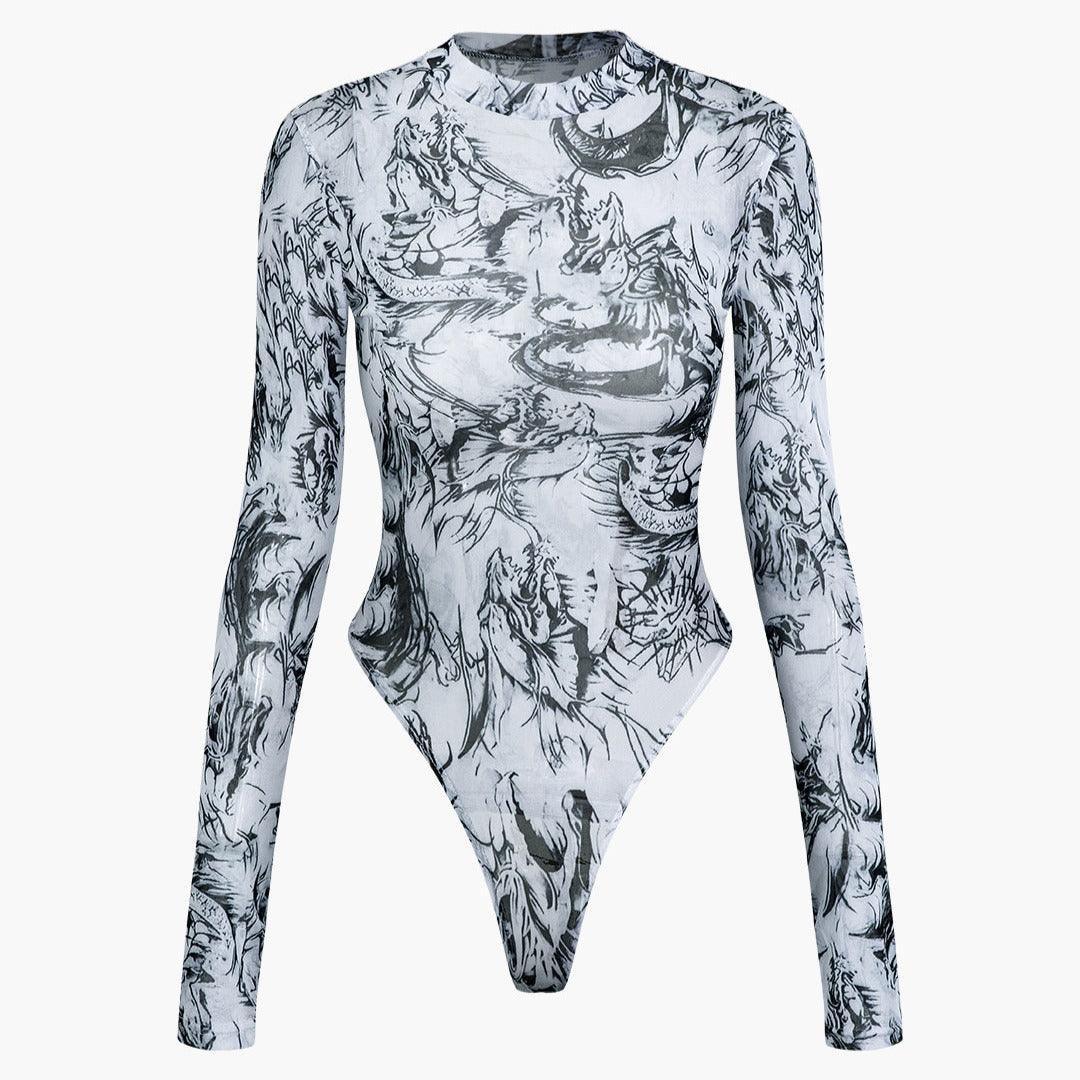 I'm The One Long Sleeve Mesh Bodysuit - White / S - Mermaid Way