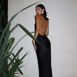 Only Invites Halter Backless Maxi Dress