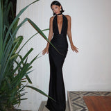 Only Invites Halter Backless Maxi Dress