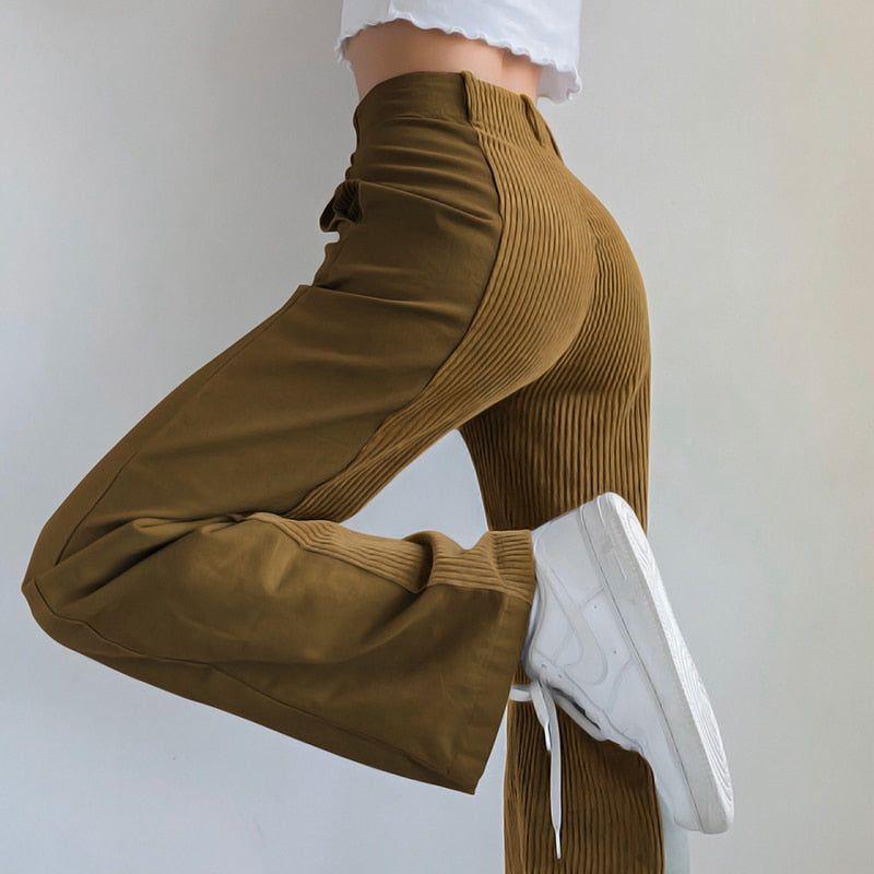 Influence Me High Waist Vintage Patchwork Pants - Brown / S - Mermaid Way