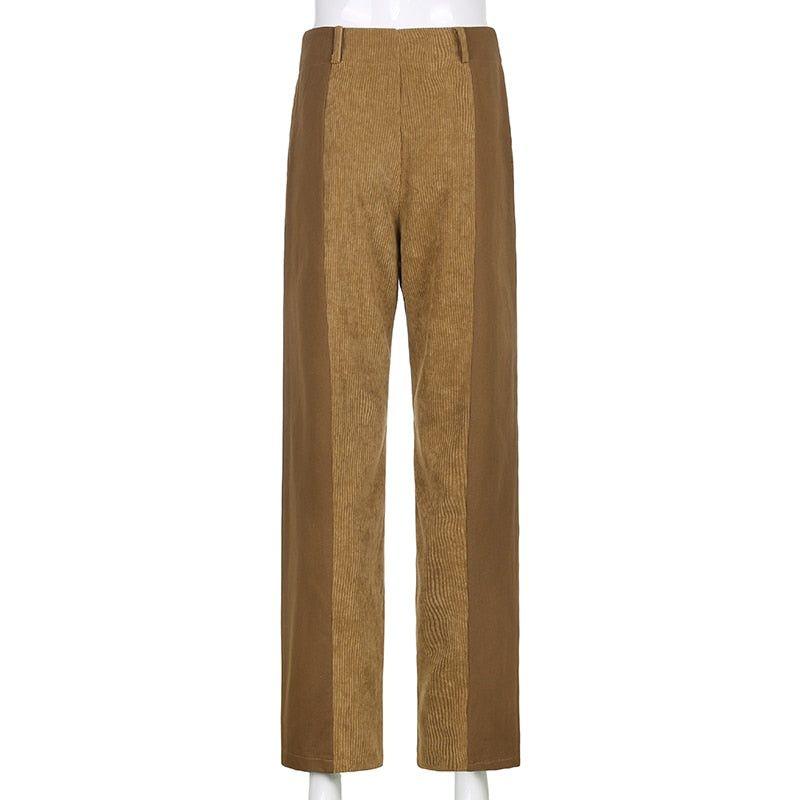 Influence Me High Waist Vintage Patchwork Pants - Brown / S - Mermaid Way