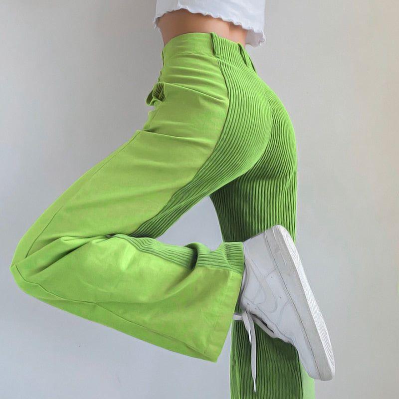 Influence Me High Waist Vintage Patchwork Pants - Green / S - Mermaid Way