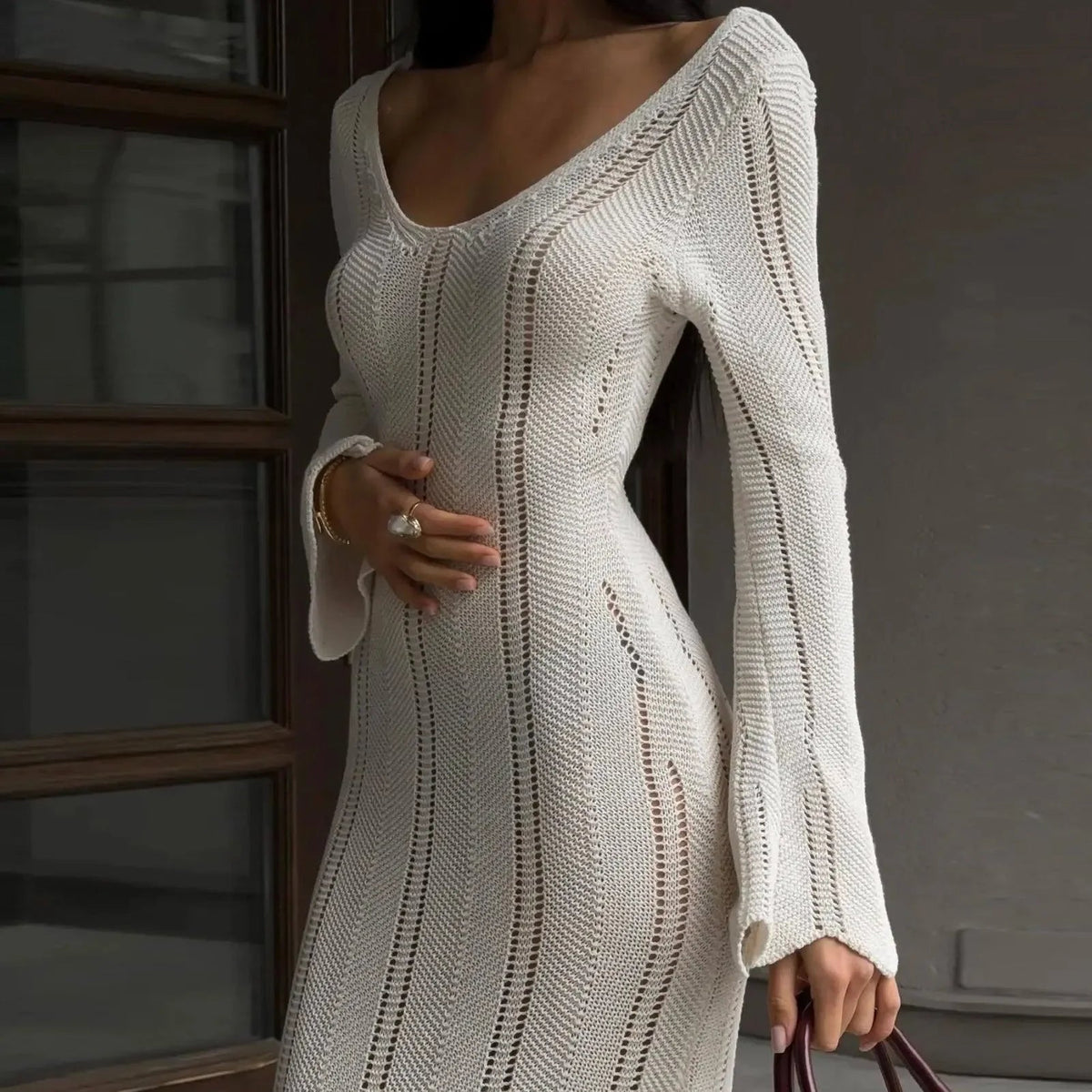 Juno White Knitted Maxi Dress