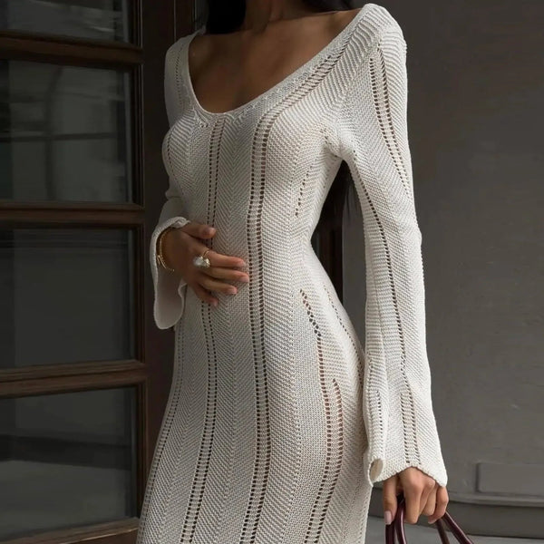 Juno White Knitted Maxi Dress