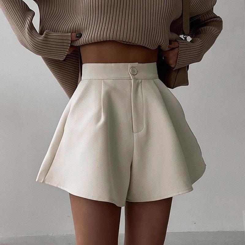 Just In Style High Waist Flare Shorts - Ivory / S - Mermaid Way