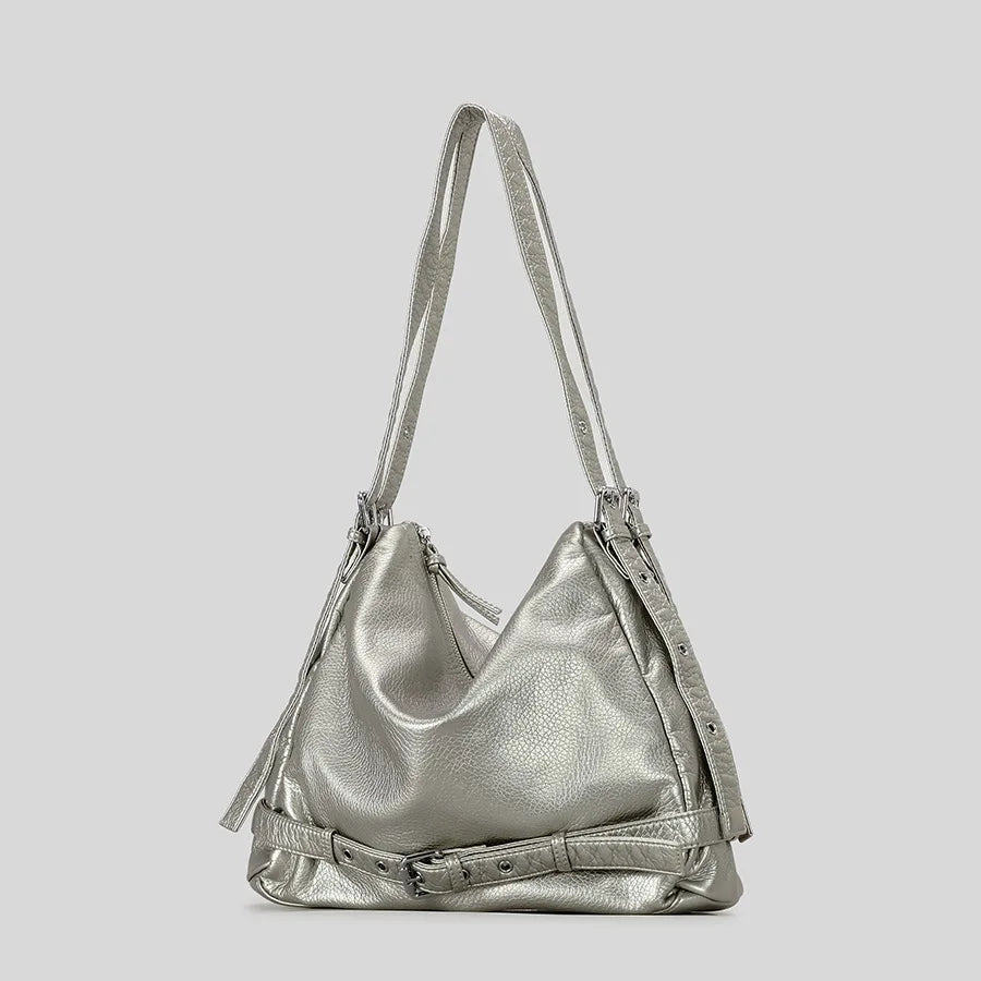 Kayren Faux Leather Shoulder Bag - Silver - Mermaid Way