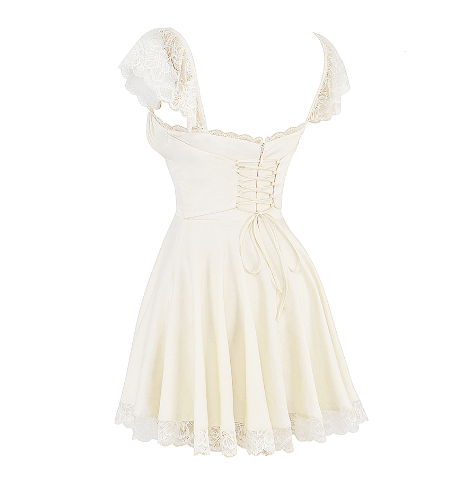 Lace n Grace Vintage White Mini Dress - Timeless Lace Detail M Lace n Grace Vintage White Mini Dress - Timeless Lace Detail M