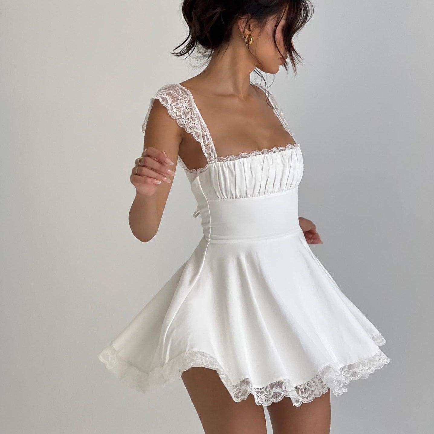 Lace n Grace Vintage White Mini Dress - Timeless Lace Detail M Lace n Grace Vintage White Mini Dress - Timeless Lace Detail M
