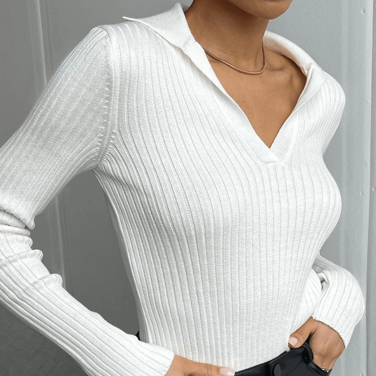 Light Touch Long Sleeve Knitted Top - White / One Size - Mermaid Way