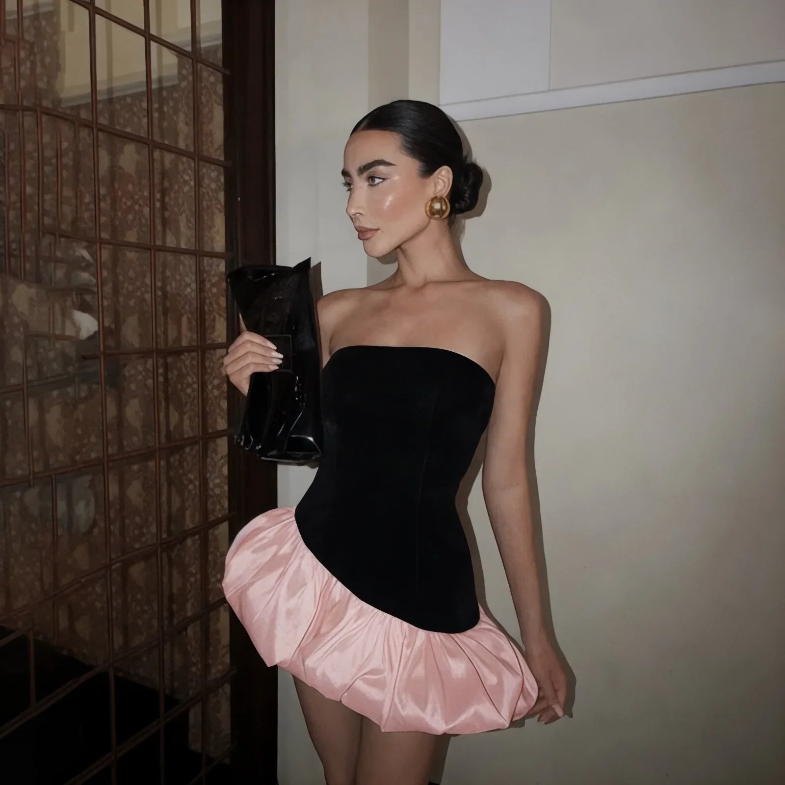 Lilou Contrast Puff Mini Dress Mermaid Way