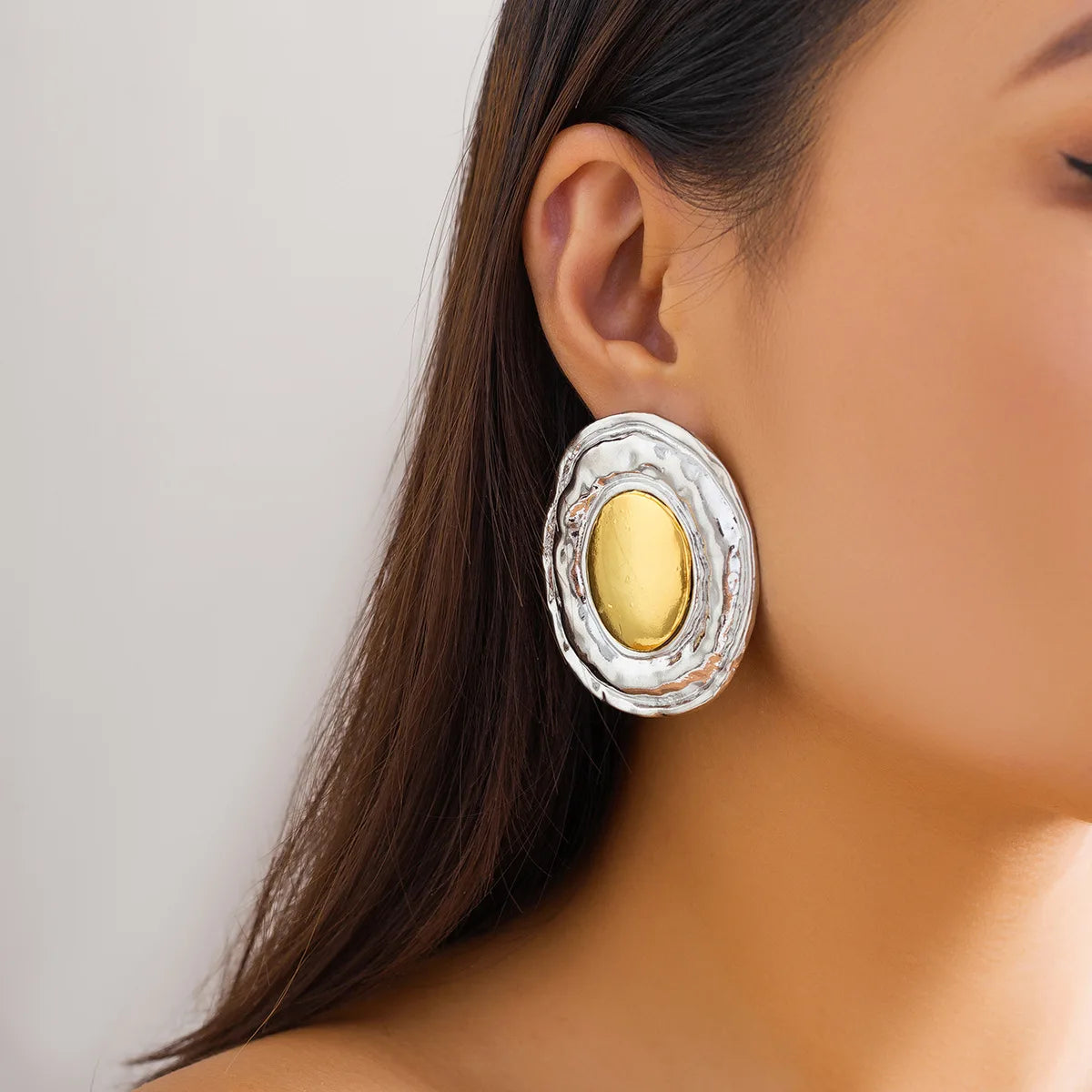 Liquid Mirror Oval Stud Earrings Mermaid Way