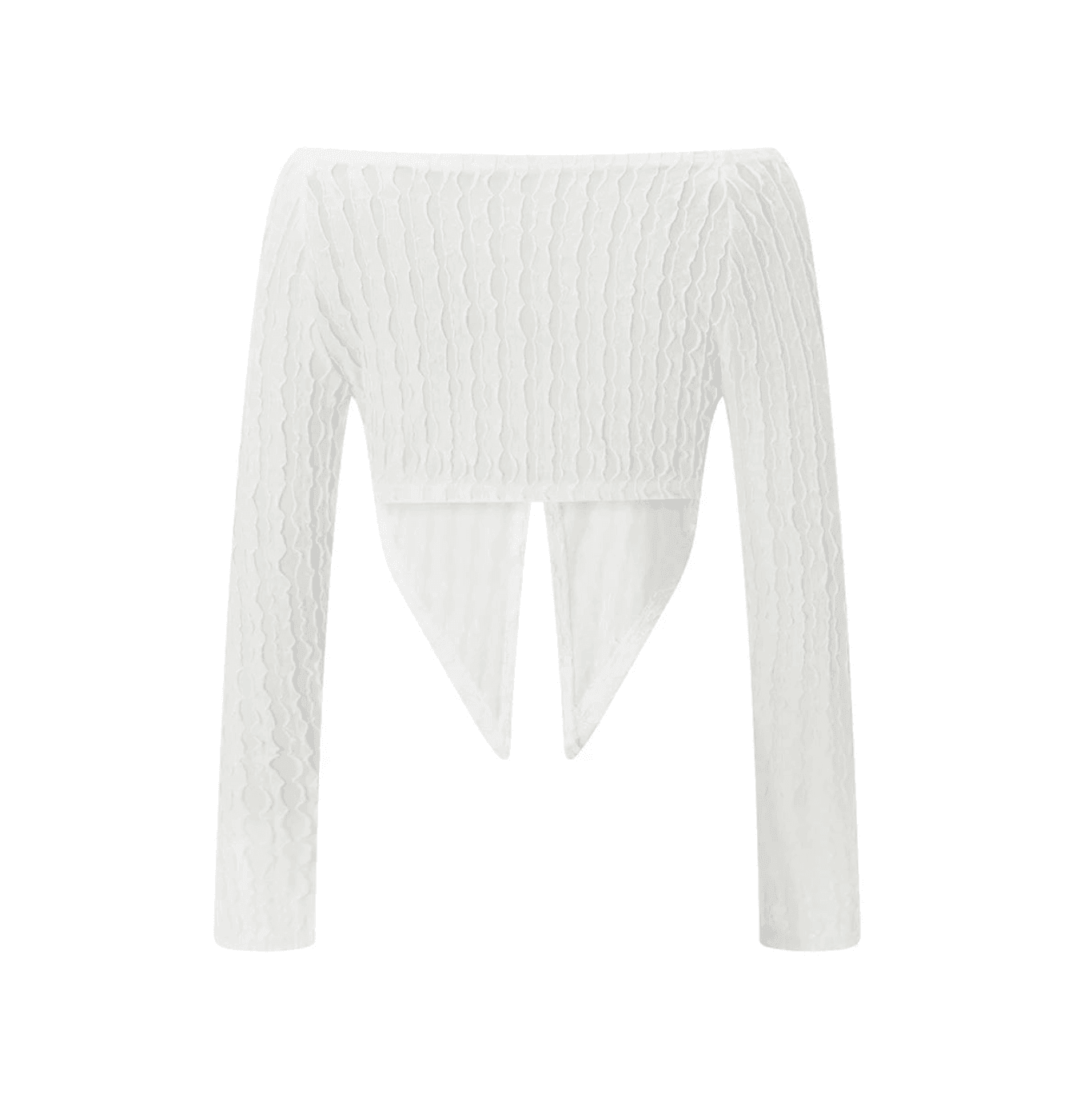 Love Again Textured Cutout Slit Long Sleeve Top - White / S - Mermaid Way