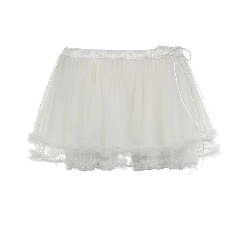 Love Nest Mesh Pleated Mini Skirt - White / S - Mermaid Way