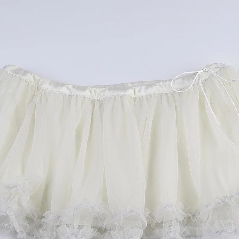 Love Nest Mesh Pleated Mini Skirt - White / S - Mermaid Way