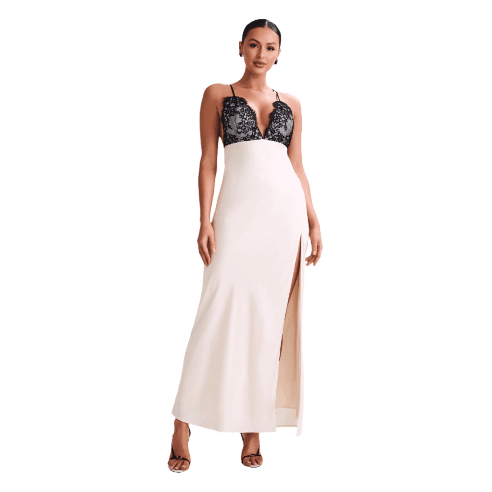 Loveline Satin Slip Lace Maxi Dress - Ivory / S - Mermaid Way