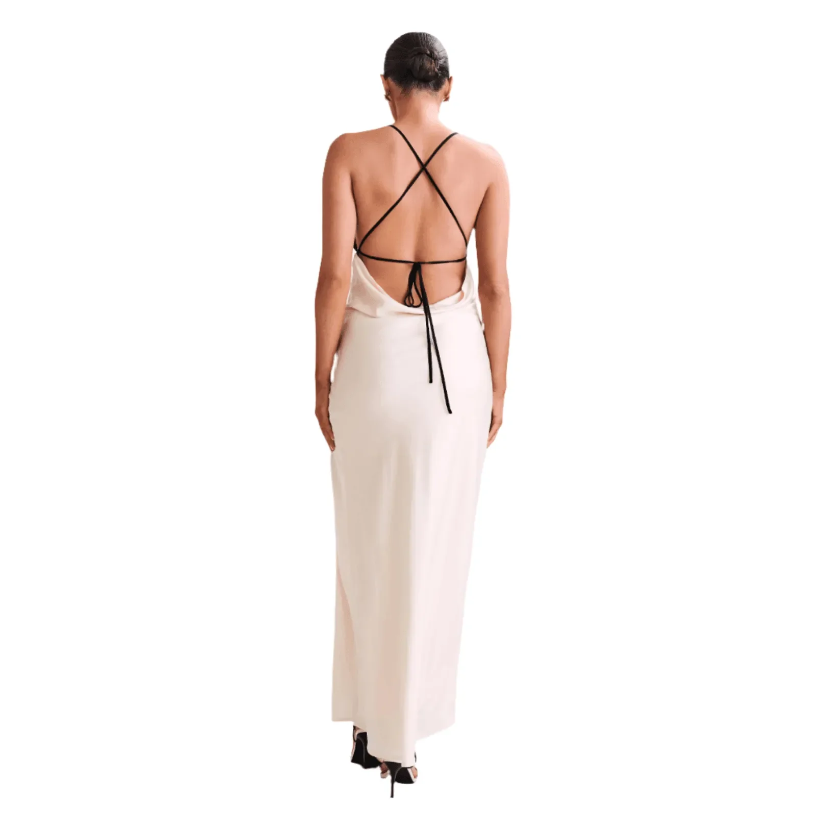 Loveline Satin Slip Maxi Dress with Lace Detail in Ivory Loveline Satin Slip Maxi Dress with Lace Detail in Ivory