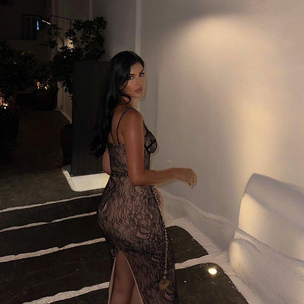 Lovely Lace Chain Belt Maxi Dress - Elegant Maxi Dresses Mermaid Way, S Lovely Lace Chain Belt Maxi Dress - Elegant Maxi Dresses Mermaid Way, S