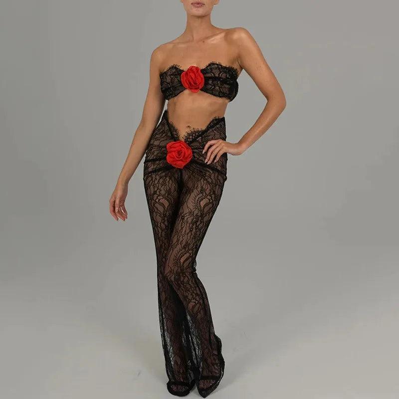Sheer Lace Cut-Out Jumpsuit in Black or White Sheer Lace Cut-Out Jumpsuit in Black or White