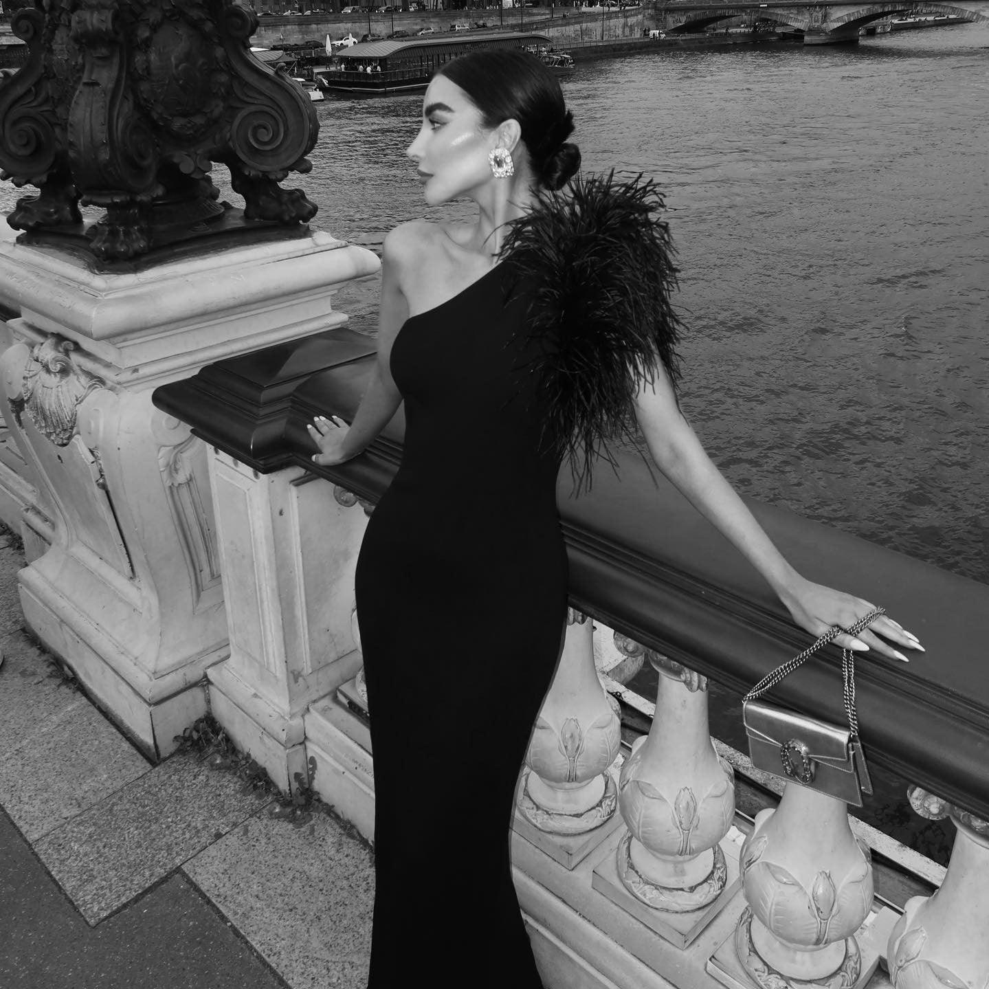 Black Sleeveless One Shoulder Feather Maxi Dress For Women Bodycon Sexy Party Elegant Long Dress Birthday Evening Outfit Black / M Black Sleeveless One Shoulder Feather Maxi Dress For Women Bodycon Sexy Party Elegant Long Dress Birthday Evening Outfit Black / M