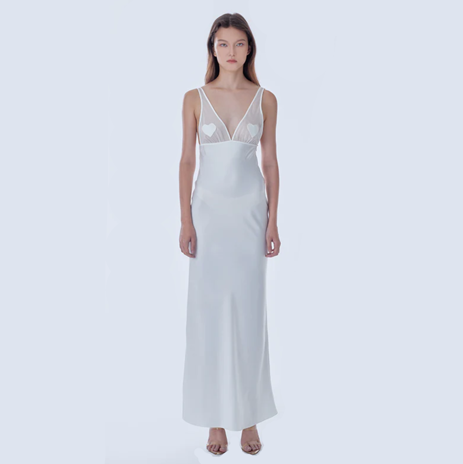 Malika Satin Mesh Panel Maxi Dress Mermaid Way
