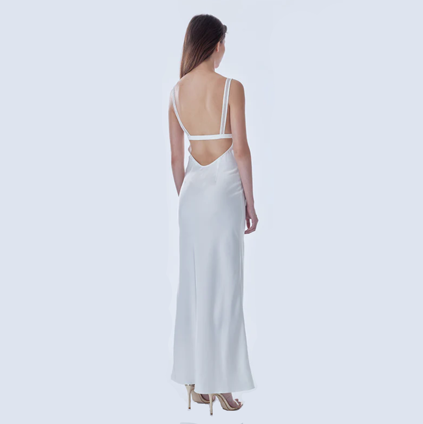 Malika Satin Mesh Panel Maxi Dress Mermaid Way