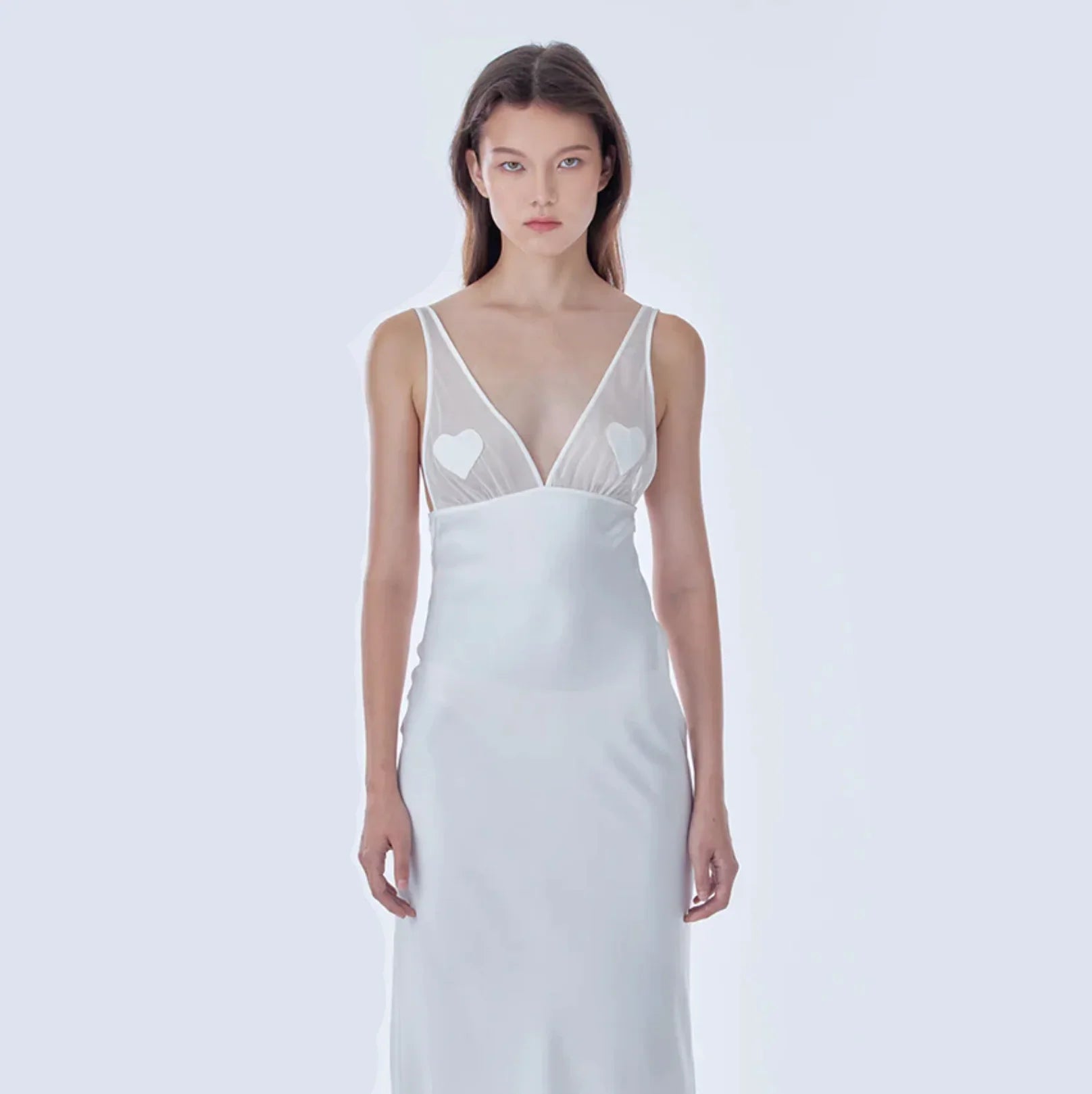 Malika Satin Mesh Panel Maxi Dress Mermaid Way