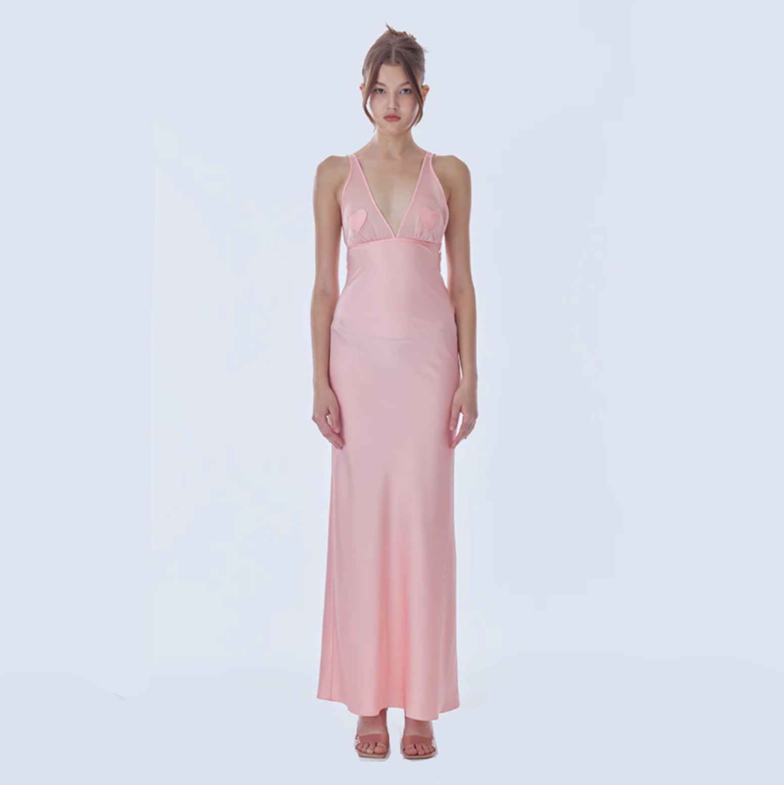 Malika Satin Mesh Panel Maxi Dress Mermaid Way