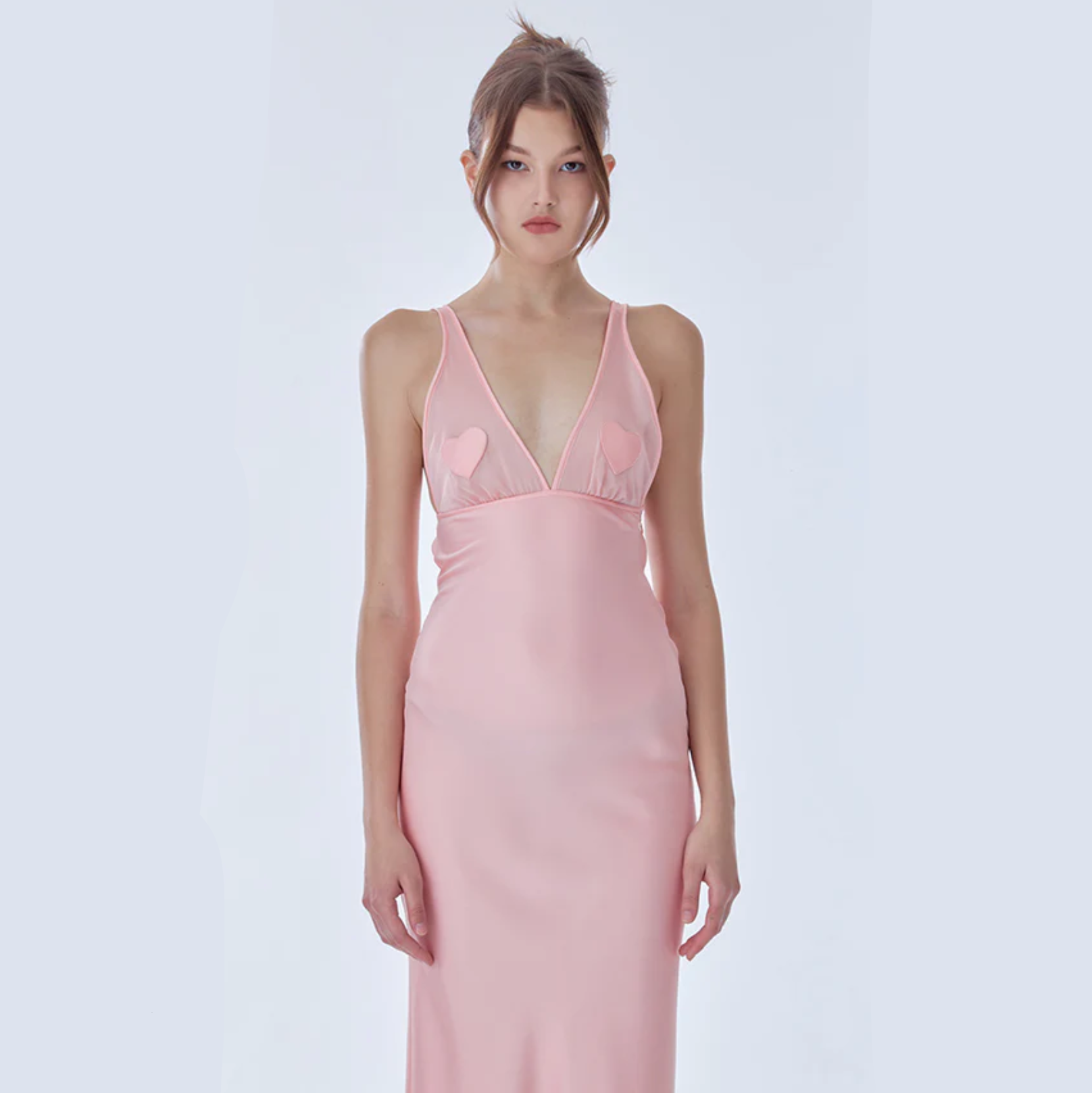 Malika Satin Mesh Panel Maxi Dress Mermaid Way